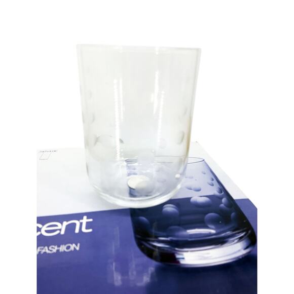 Accent Set of 4 Double Old Fashion Drinking Glasses Circle Etched - Picture 2 of 6